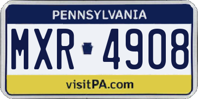 PA license plate MXR4908