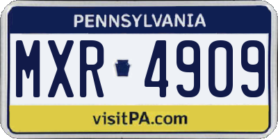 PA license plate MXR4909