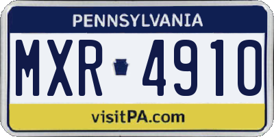 PA license plate MXR4910