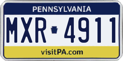 PA license plate MXR4911