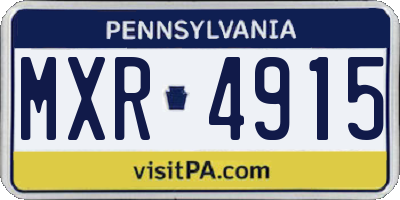 PA license plate MXR4915