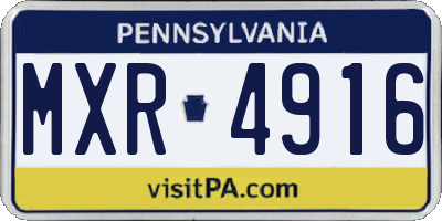 PA license plate MXR4916