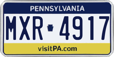 PA license plate MXR4917