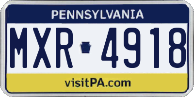 PA license plate MXR4918
