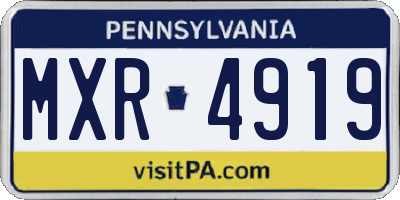 PA license plate MXR4919