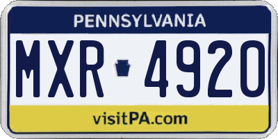 PA license plate MXR4920