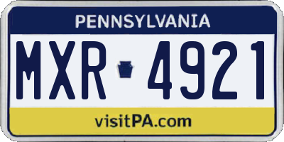 PA license plate MXR4921