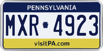 PA license plate MXR4923
