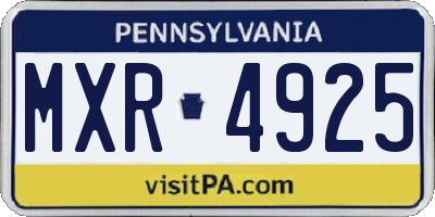 PA license plate MXR4925