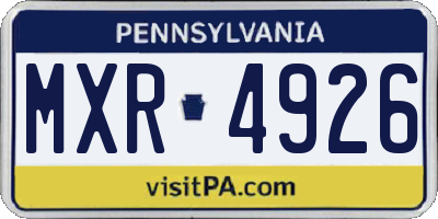 PA license plate MXR4926