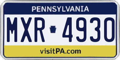 PA license plate MXR4930