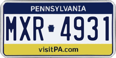 PA license plate MXR4931