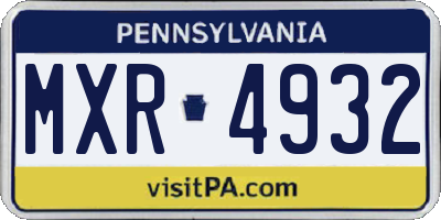 PA license plate MXR4932