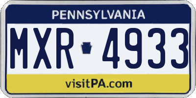 PA license plate MXR4933