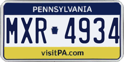 PA license plate MXR4934