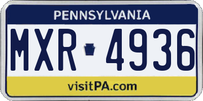 PA license plate MXR4936