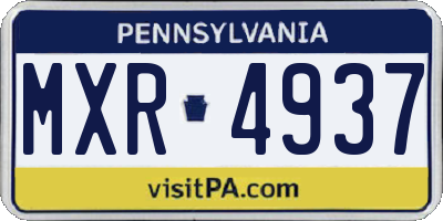 PA license plate MXR4937