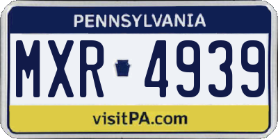 PA license plate MXR4939