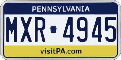 PA license plate MXR4945