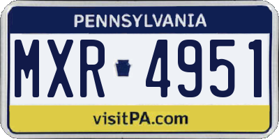 PA license plate MXR4951