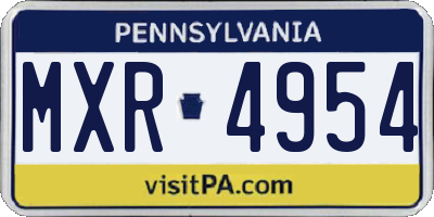 PA license plate MXR4954