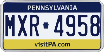 PA license plate MXR4958
