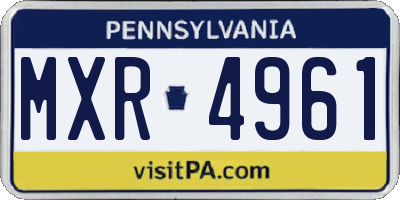 PA license plate MXR4961