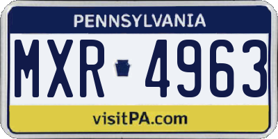 PA license plate MXR4963
