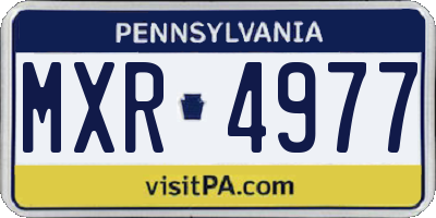PA license plate MXR4977
