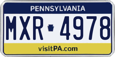 PA license plate MXR4978