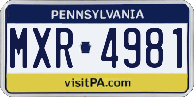 PA license plate MXR4981