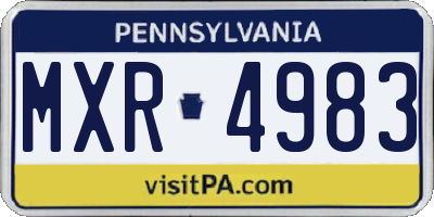 PA license plate MXR4983