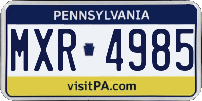 PA license plate MXR4985