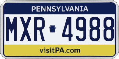 PA license plate MXR4988