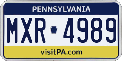PA license plate MXR4989