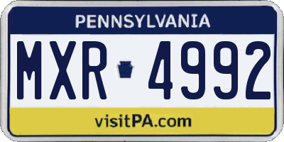 PA license plate MXR4992