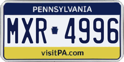 PA license plate MXR4996