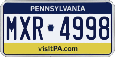 PA license plate MXR4998