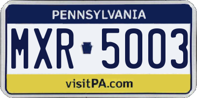PA license plate MXR5003