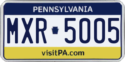 PA license plate MXR5005