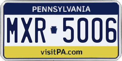 PA license plate MXR5006