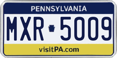 PA license plate MXR5009