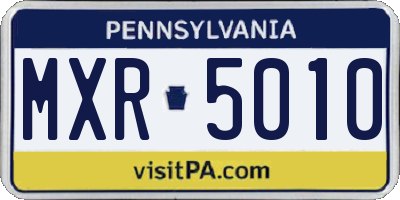 PA license plate MXR5010