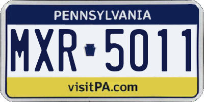 PA license plate MXR5011