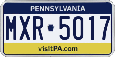 PA license plate MXR5017