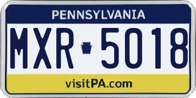 PA license plate MXR5018