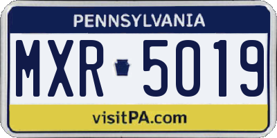 PA license plate MXR5019