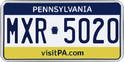 PA license plate MXR5020