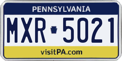 PA license plate MXR5021