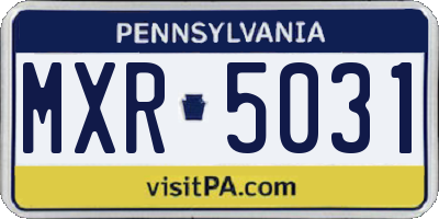 PA license plate MXR5031